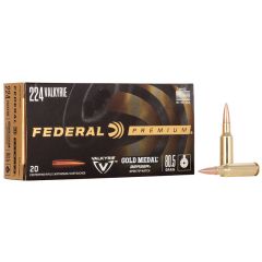 Munitions FEDERAL C/224 Valkyrie 80.5gr Gold Medal Berger - Boite de 20