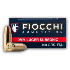 Cartouches Fiocchi classique c/9 Luger subsonic fmj 158 grs