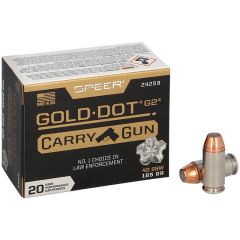 Munitions Speer® C/40 S&W 165gr Gold Dot Carry Gun G2 - Boîte de 20